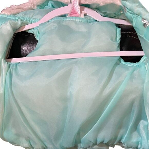 Nannette Kids Hooded Puffer Vest Baby Girls 6-9 Months Turquoise Blue Hearts Zip - Picture 9 of 10